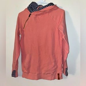 Pink and Blue Stripe Ampersand Ave Hoodie